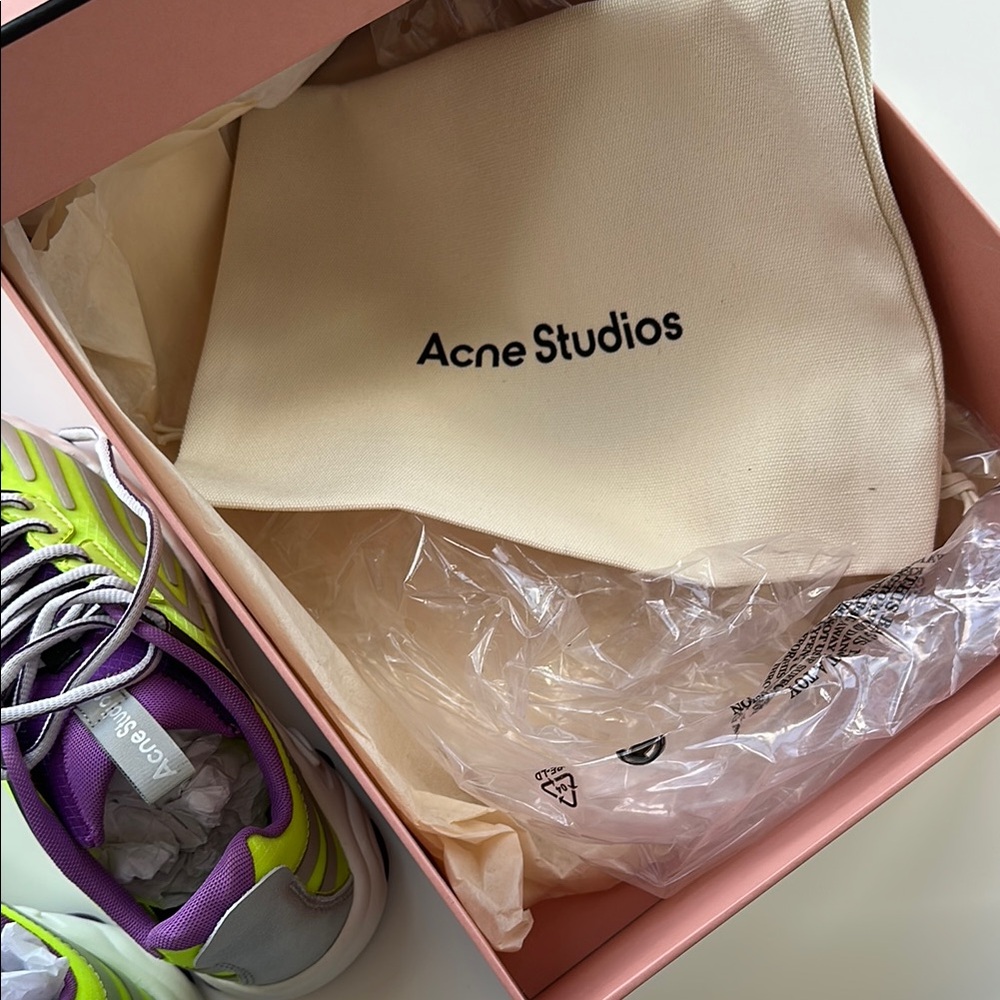 Acne Studios Neon Green and Purple Sneakers - Picture 6 of 7